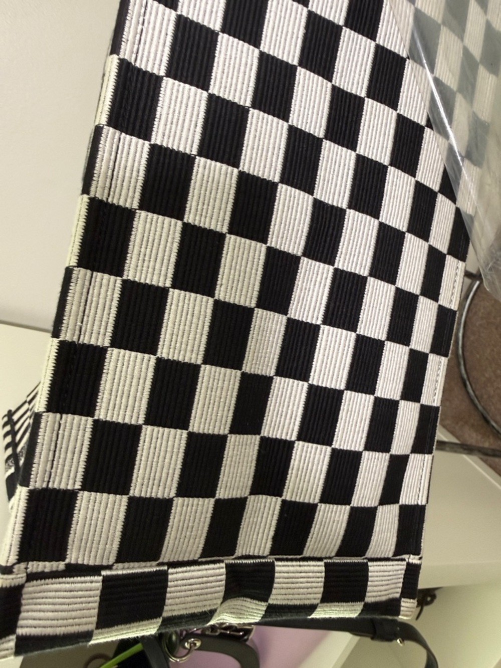 Dior Black and White Checkered Tote Bag - Picture 8 of 12